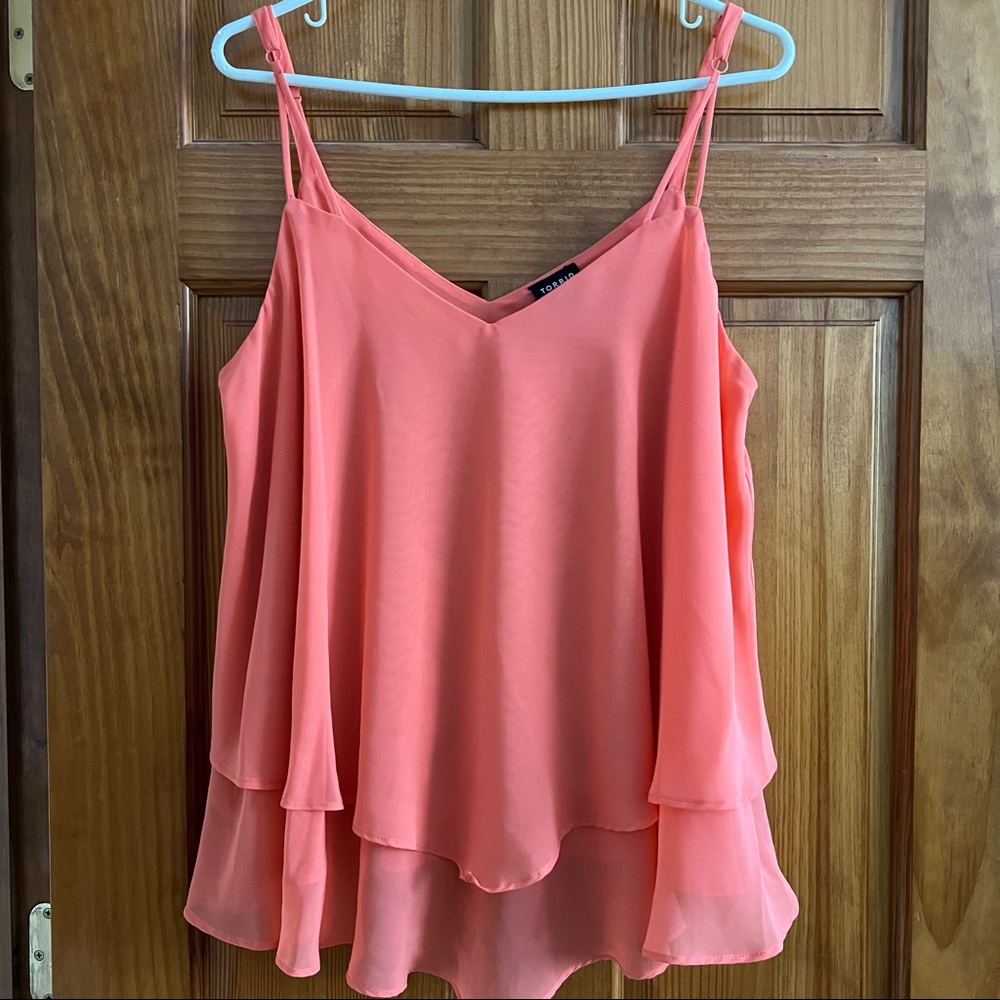 NWOT Torrid Coral Layered V-neck Tank Top Blouse Size 0